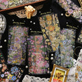 Vintage Flowers Butterfly Gold Stamping Stickers for Scrapbook Album DIY PET Poster Material Sticker Bag