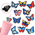 Wholesale Pvc Straw Tips Nigeria Argentina Kenya Dominican Republic butterfly Flag Straw Cover Charm Toppers