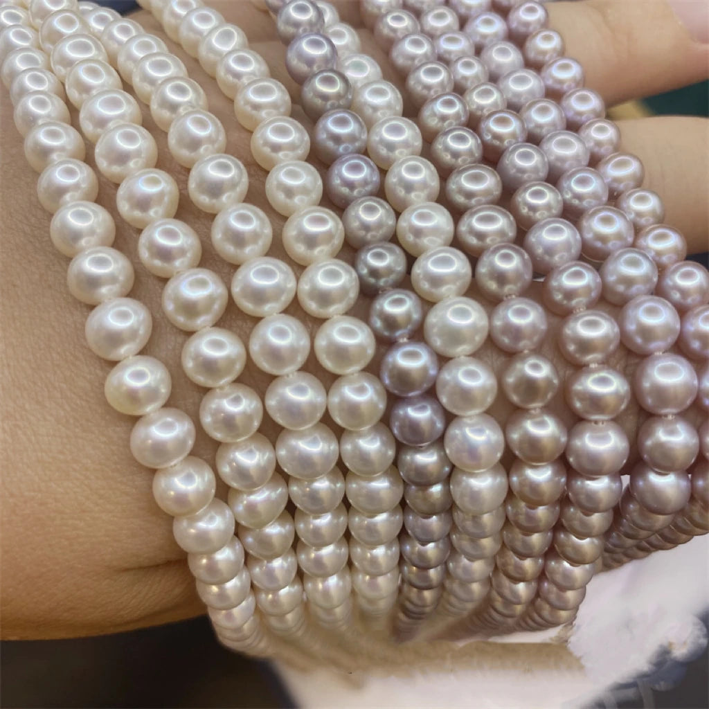 Good Gloss 6A Grade Round Natural Freshwater Pearl String Loose Beads for Jewelry Making Necklace Earrings