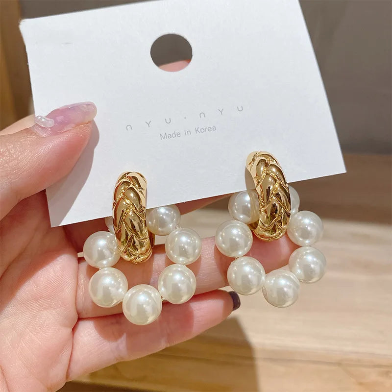 Vintage Hoop Earrings Wholesale S925 Silver Needle Pearl Earring Baroque Pearl Ear Pendant Tassel Pearl Earrings