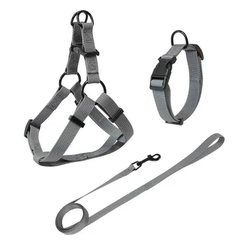 Maychan Strong Luxury Blank Heavy Duty Adjustable Custom Logo Nylon Pet Rope Dog Collar Harness Set Leash Four Seasons