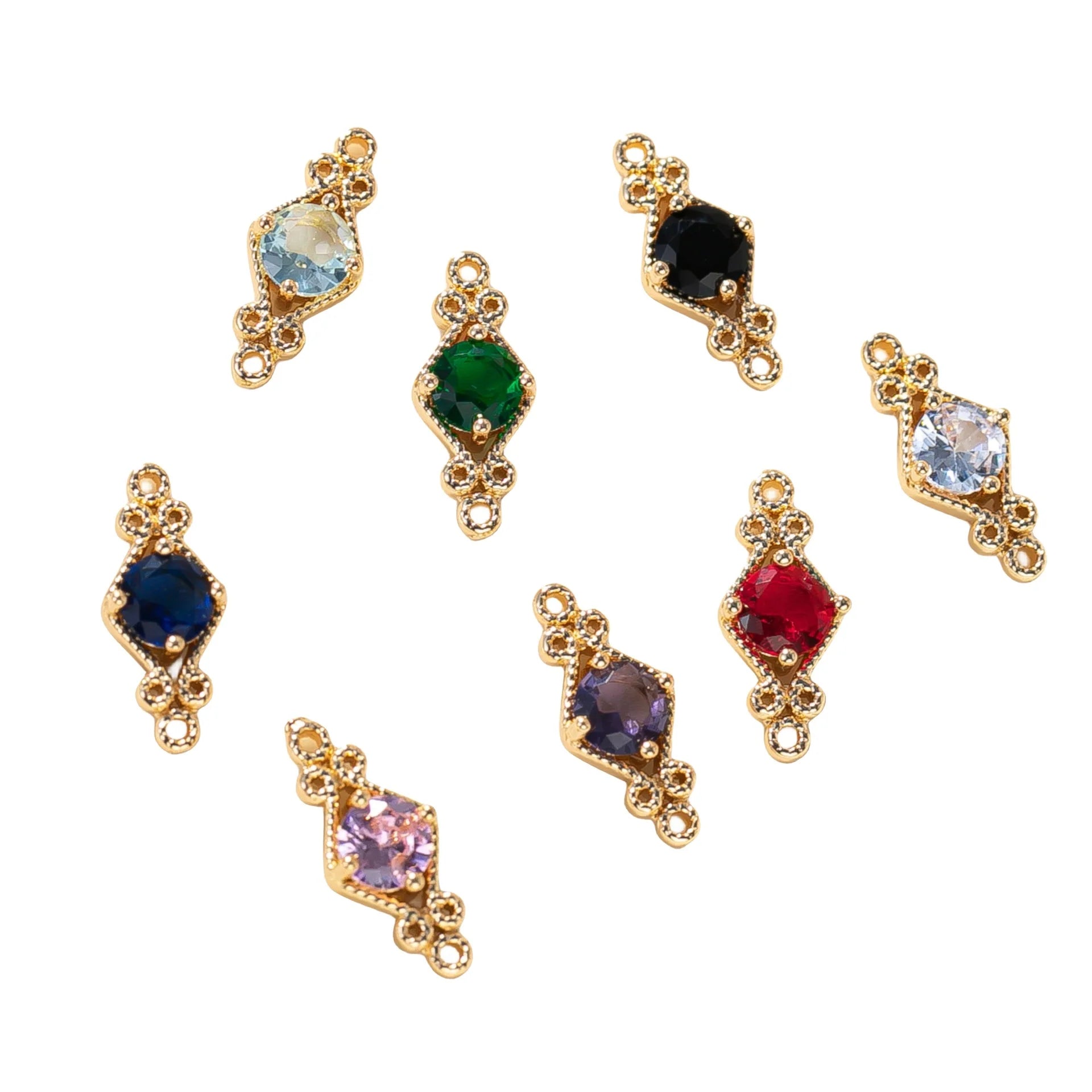 18K Gold Copper Plated  Zircon Palace Lace  Diamond Double Loop Pendant Connector DIY Jewelry Accessories Earrings