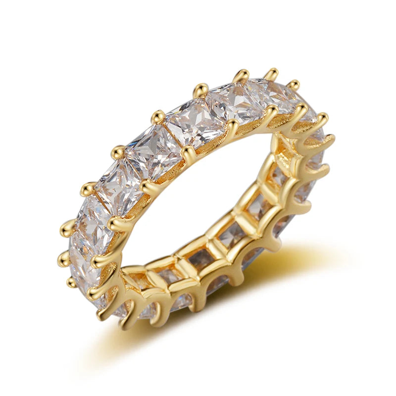 High Quality Engagement CZ Diamond O-ring Inlaid Cubic Zirconia Wedding 18K Gold-Plated Ring