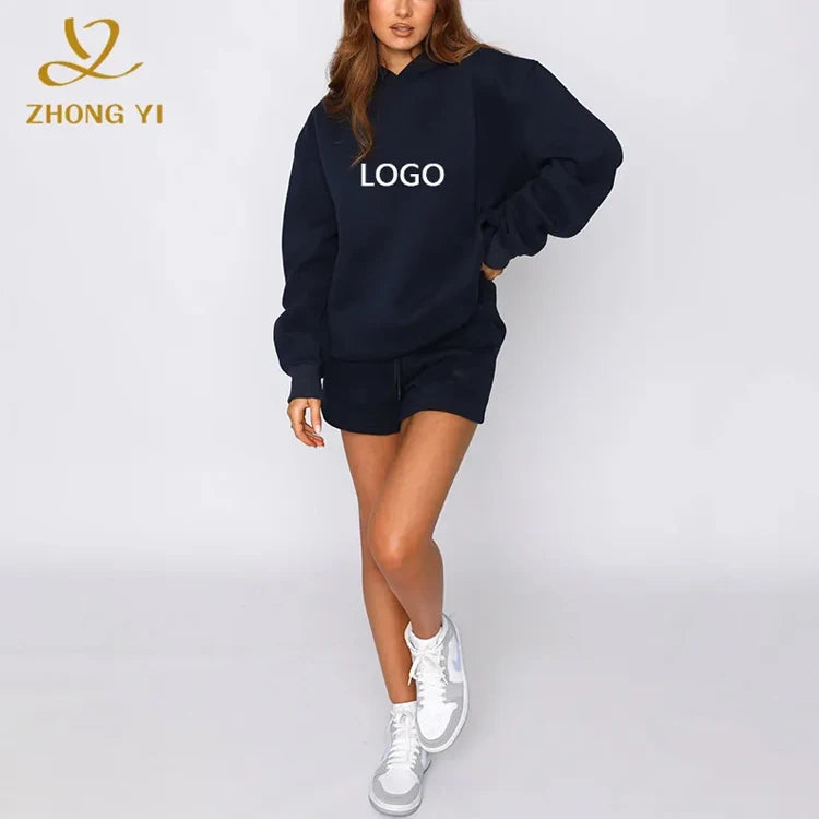 Wholesale Custom Winter Cotton Blend Hoodie Unisex Plain Oversized Plus Size Casual Women's Pullover Hoodies Sweatshirts