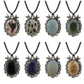 Classic Double Bird Alloy Mandarin Duck Pendant Necklace with Natural Gem Inlaid Multicolor Gem Necklace Friendship Gift