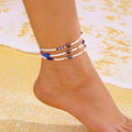 Fashion Bohemian Vacation Style Devil's Eye Anklet Set Design Sense Round Bead Eyes Multi Layer Stacked Anklet