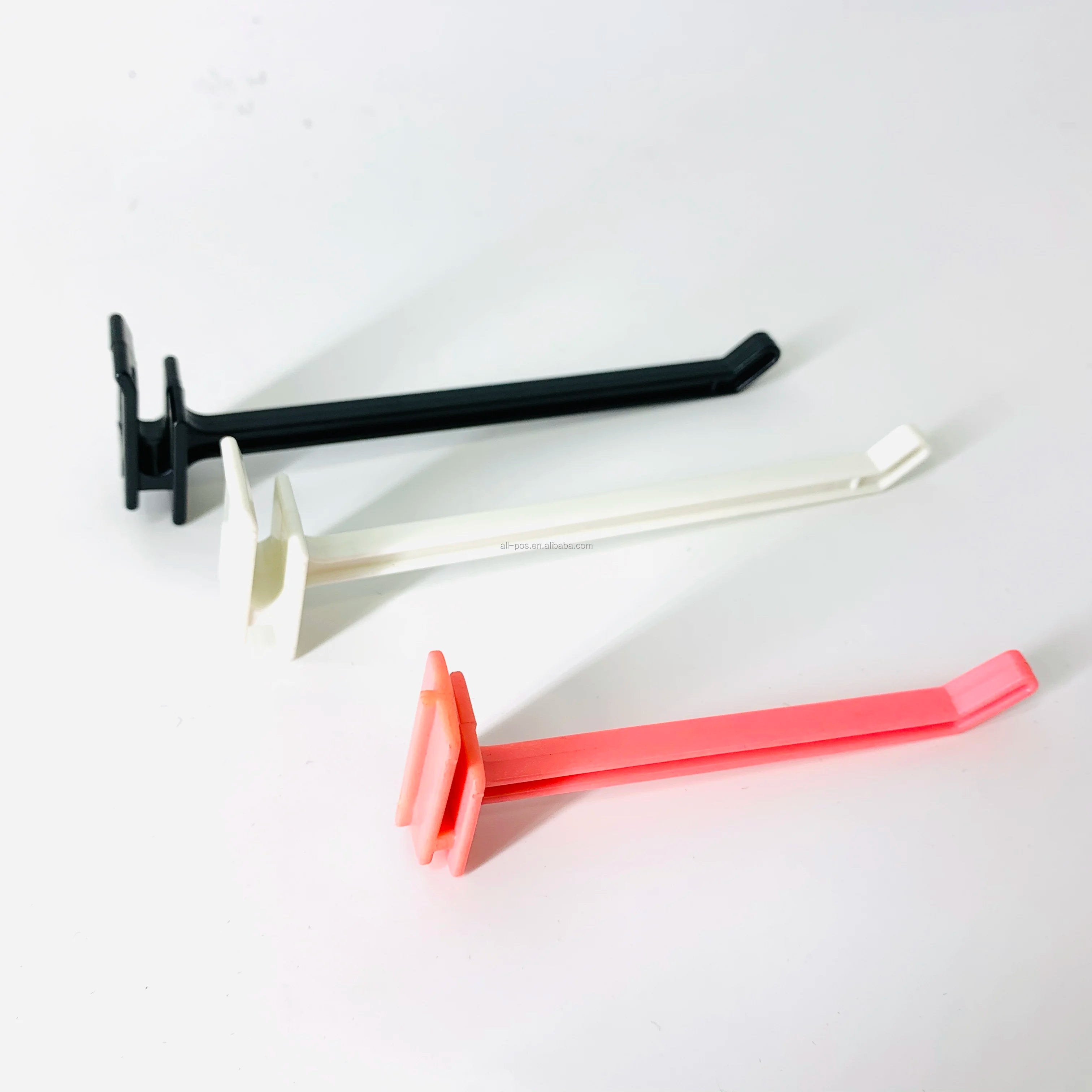 Double-Loop Pegboard Single Slatwall Hooks Long Butterfly Wide ABS Plastic Peg Display Hooks