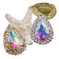 Wholesale Customized Double-Layer Glass Buckle with Rhinestone Rim Drop Shape Sew-On Technique for Garment