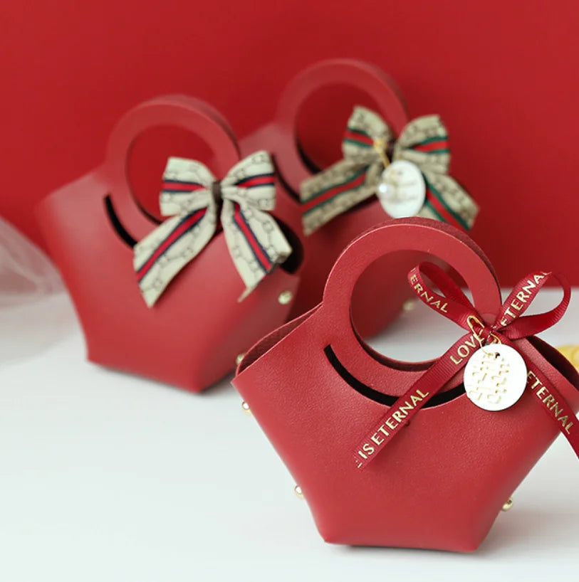 PU Leather Candy Packaging Bags Candy Box Sugar Gift Leather Bags DIY  Wedding Guest Favors Gift Souvenir