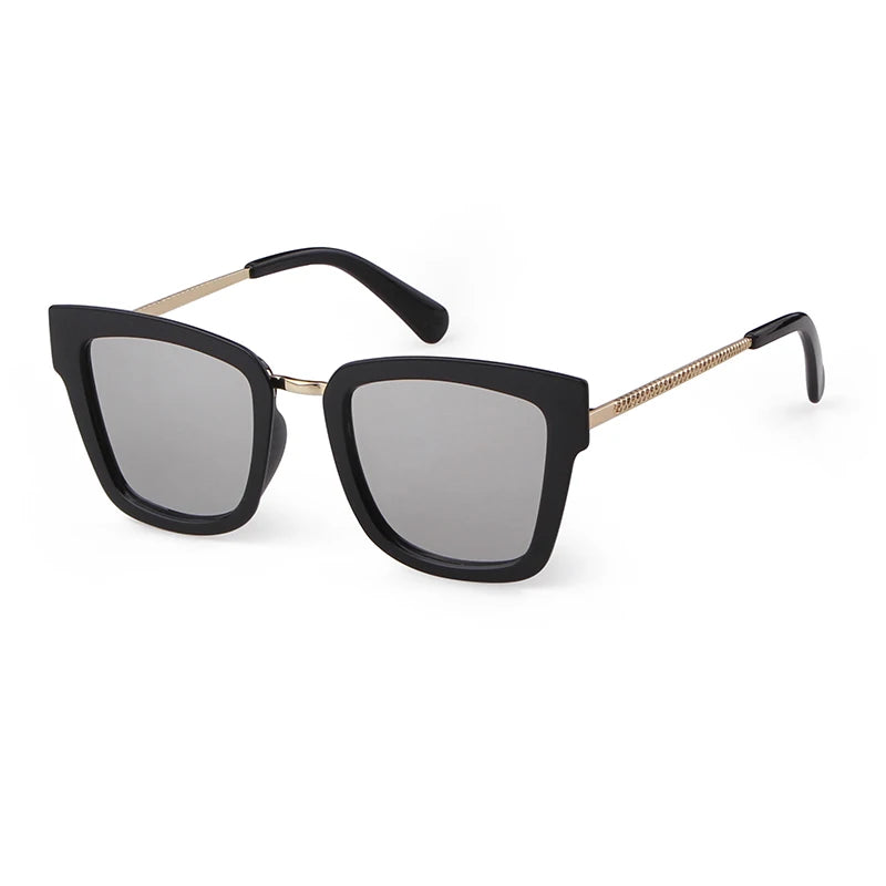 ADE WU STY5028 Women Fashion Square Oversized Sunglasses Designer Silver Lenses Metal Luxury Shades Vintage Brown Sun Glasses