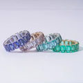 Starsgem 14K Gold Jewelry Wedding Band 4*6MM Sapphire Gemstones 14K Gold Eternity Wedding Ring