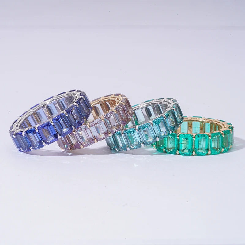 Starsgem 14K Gold Jewelry Wedding Band 4*6MM Sapphire Gemstones 14K Gold Eternity Wedding Ring