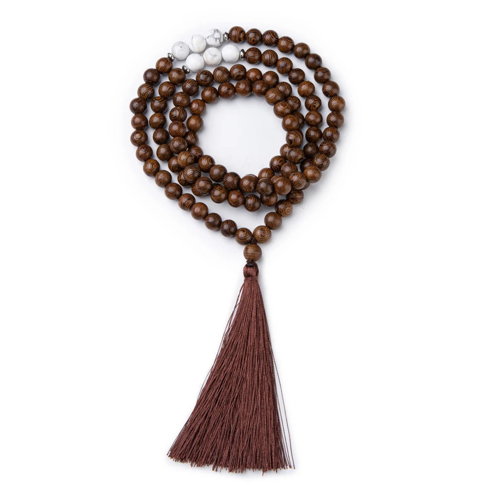 Wenge Wood Mala Beads Rudraksha Malas Necklaces India 108 Beads Prayer Necklace