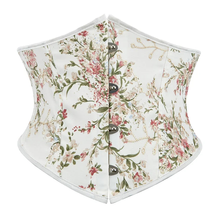 French-style Courtly Minimalist Corset with Floral Print Short Waist Belt Body Shaping Waist Trainer Oem No Latex Custom logo