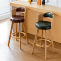 Hot Sales Modern Fancy Solid Wood Bar Stool Chair Swivel Leather Bar Stool for Home Hotel Dining and School for Bar Areas