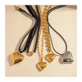 ERESI PVD 18K Gold Plated Stainless Steel High Polish Smooth Heart Pendant Bracelet Set Chunky Choker Necklace Jewelry for Women