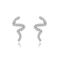 Hot selling 925 sterling silver women fashion simple earrings luxury zircon diamond snake shape stud earrings