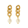 Stainless Steel PVD Plated Pearl Chain Hoop Earrings Trendy Women's Jewelry with Competitive Price Tarnish-Free Gift