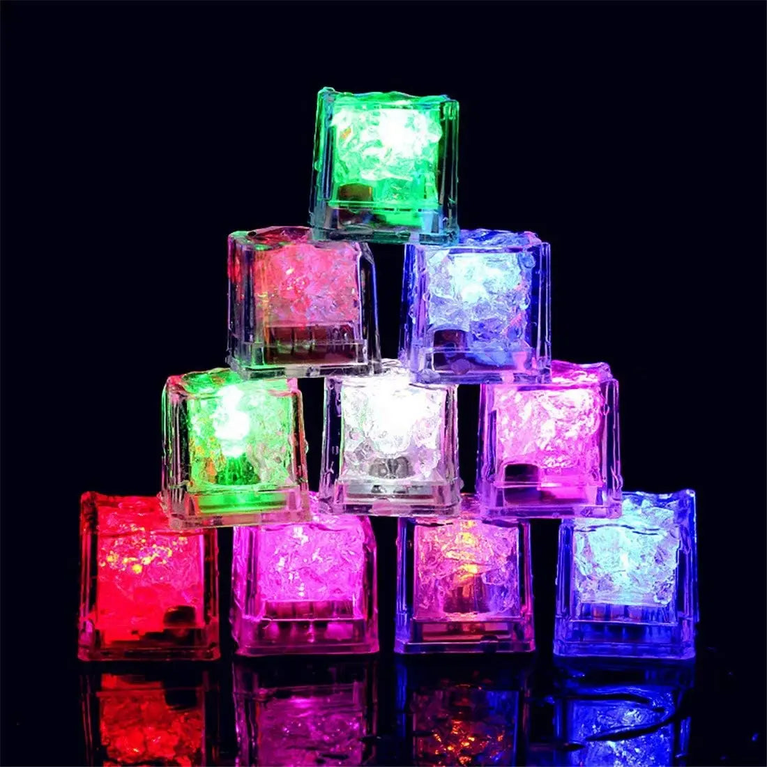 Pafu Multi Color Flashing Glow in the Dark LED Light up Ice Cube for Bar Club Drinking Party Waterproof Led Ice Cube
