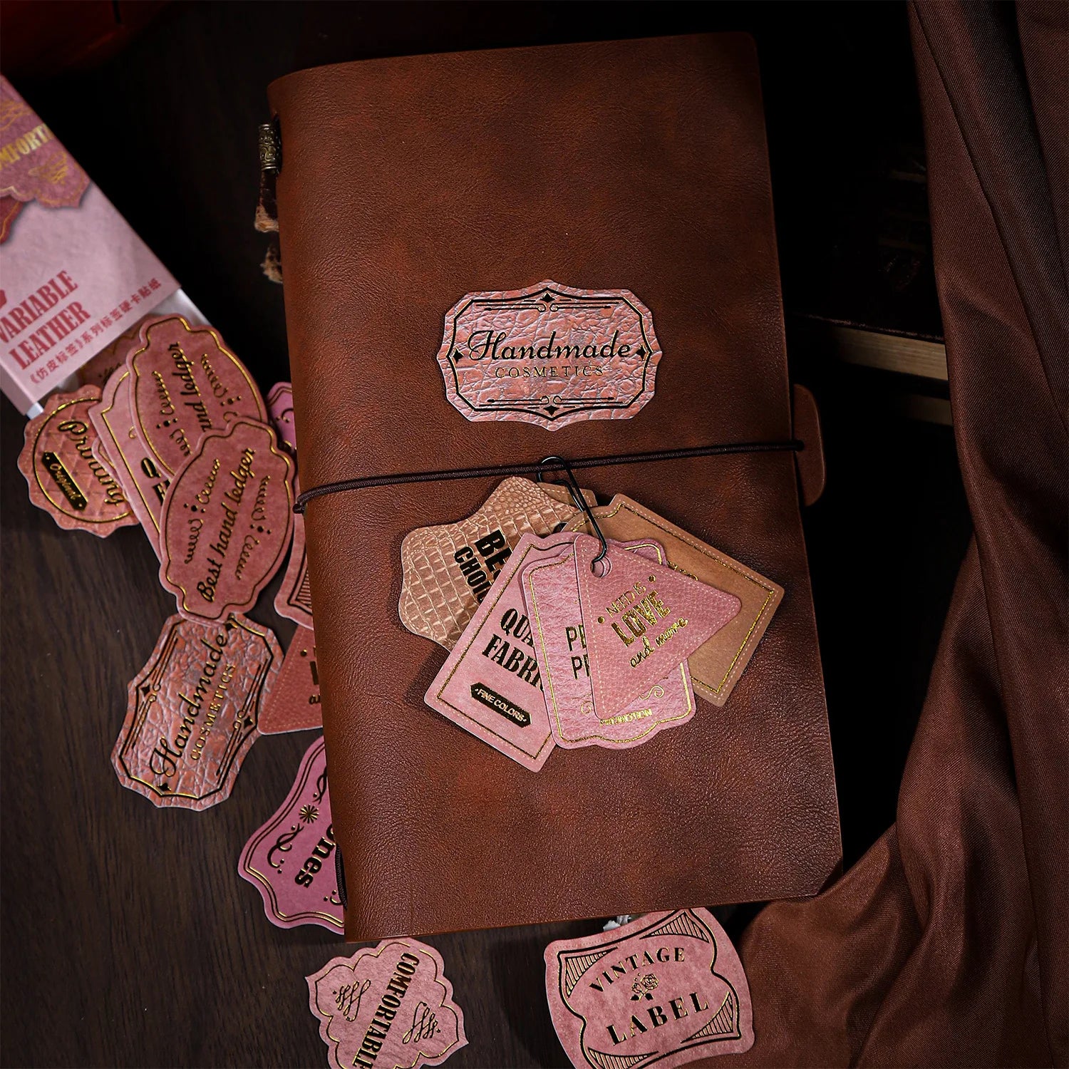20 Hard Card Decorative Stickers Per Box Like Leather Label Series