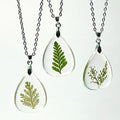 New Arrival Dried Botanical Necklace Pressed Fern Leaf Fashion Chokers Necklace Stainless Steel Resin Flower Chain Necklace