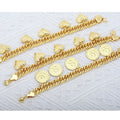 Jxx Wholesale 2023 Gold Plated 24K Brass Round and Love Heart Fashion Jewelry Chain Bracelet for Girls