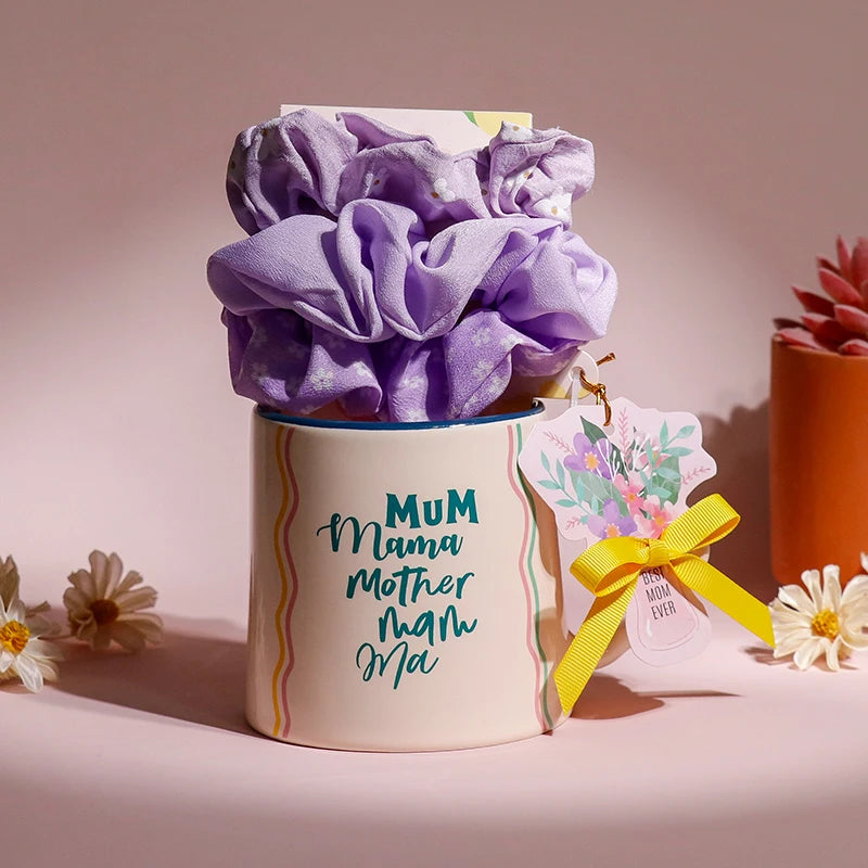 BespritGift Mothers Day Gifts Wholesale High-end Hair Tie & Ceramic Mug Coffee Cup Set Thoughtful Birthday Gift for Moms Grandma