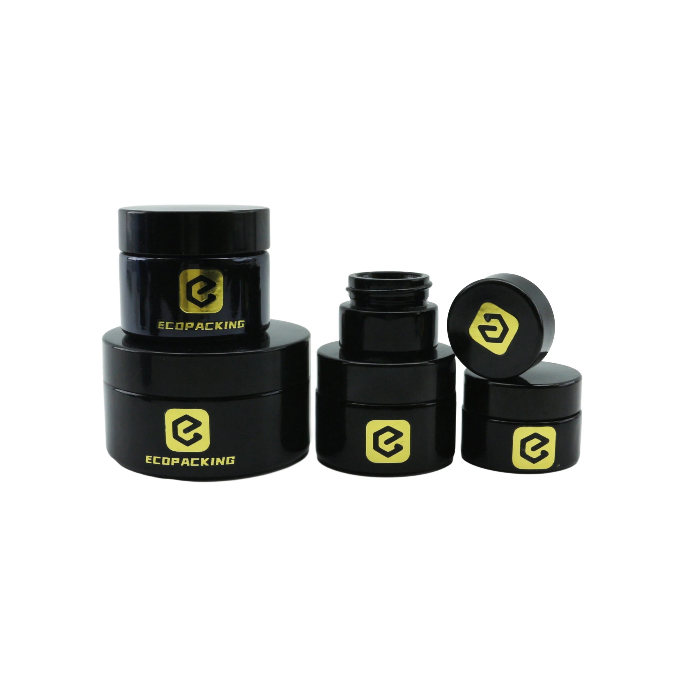 Empty Small UV Black Glass Jar Dark Violet Glass Eye Cream Jar With Lid