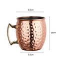 530ML Hammered Vintage Moscow Mule Mugs 304 Stainless Steel Lining Pure Copper Plating Gold Brass Handles Eco-Friendly for Party