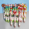 Creative 6-color Christmas Stationery Student Plastic Ballpoint Pen Press Type Children's Journal Event Holiday Gift FR Brand