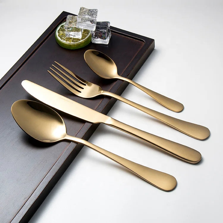 Hotel Wedding Flatware Stainless Steel Cutlery Gold Cutlery Silverware Metal Spoon Set Knife Spoon and Fork Set Cutlery Set