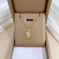 Fashion Micro Pave CZ Leaf Pendant Necklace 18k Gold Plated Stainless Steel Chain Leaf Shape Necklace for Women Girls