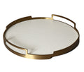 T314Wholesale Custom Color Metal Serving Tray Circular Ramadan Design Rolling Tray Shape Home Decorative Leather Serving Trays