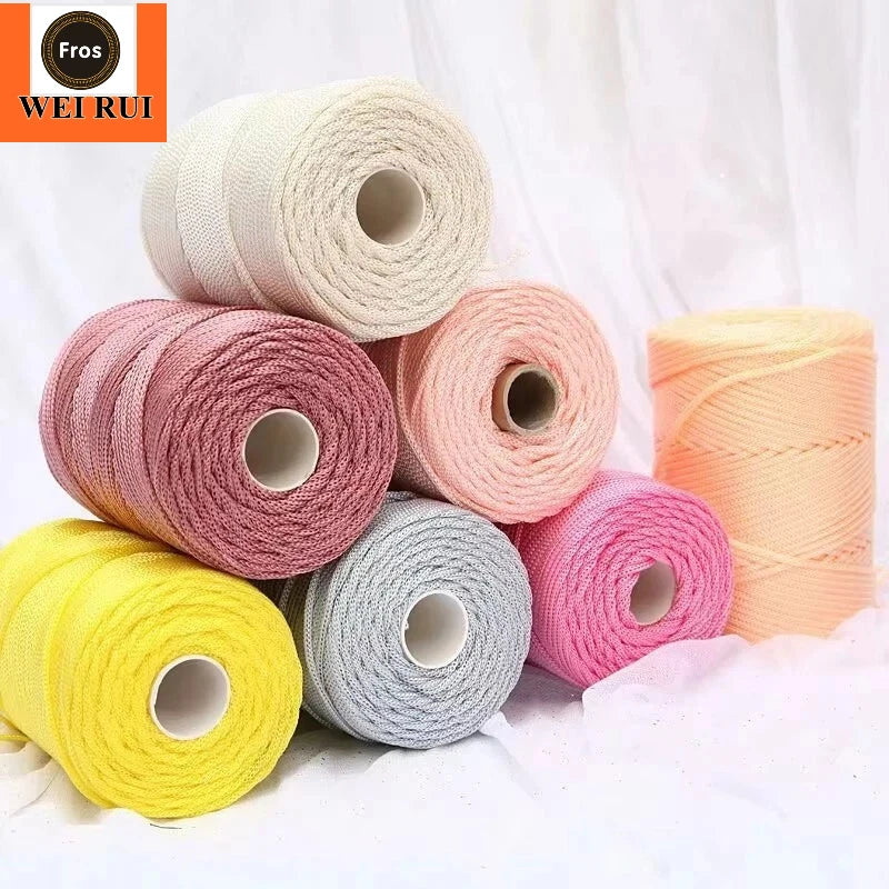 3mm Thickness Ice Silk Hat Thread Raffia Crochet Thread Textile Crochet 10s Ice Silk Thread Polypropylene Yarn for Hand Crochet