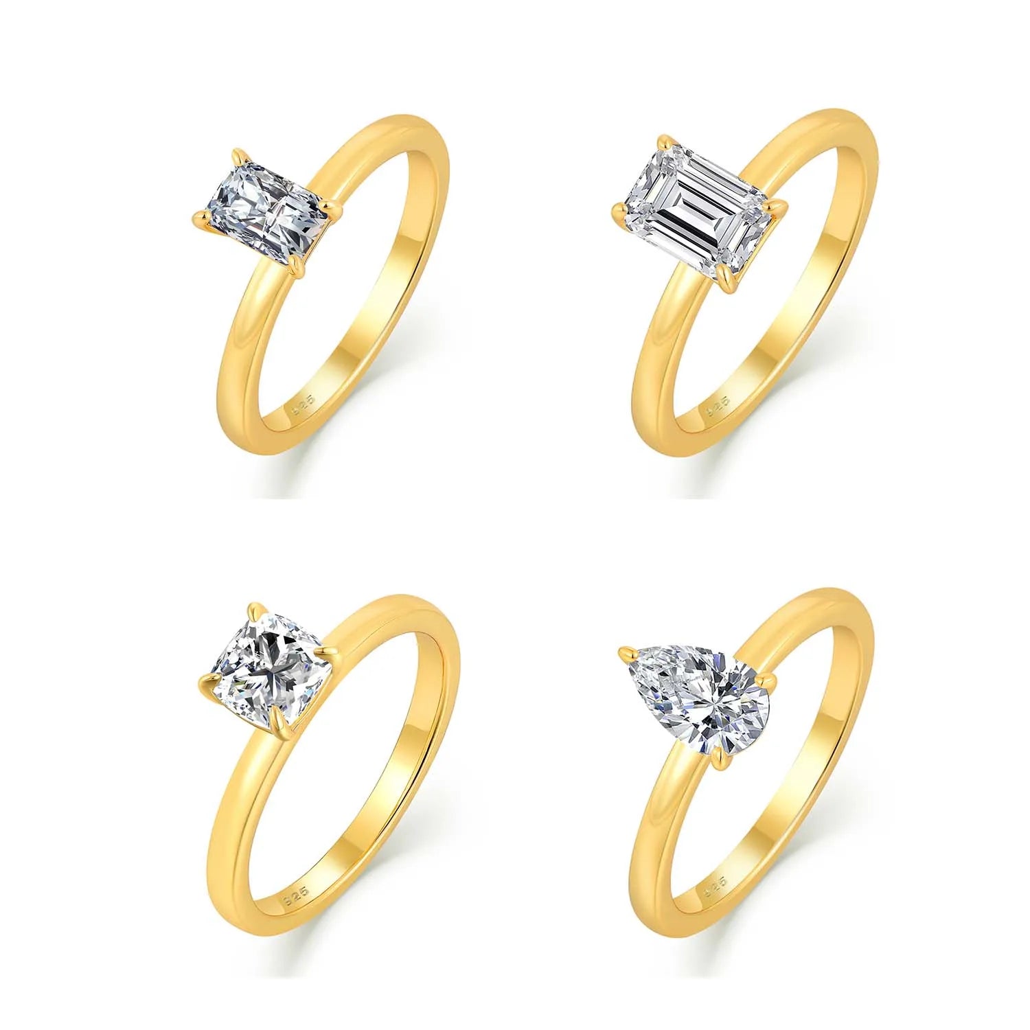 QX Custom Gold Plated Luxury Fashion Fine Jewelry 925 Silver Zircon Rings for Women Valentine's Mother's Day Wedding Band Gift