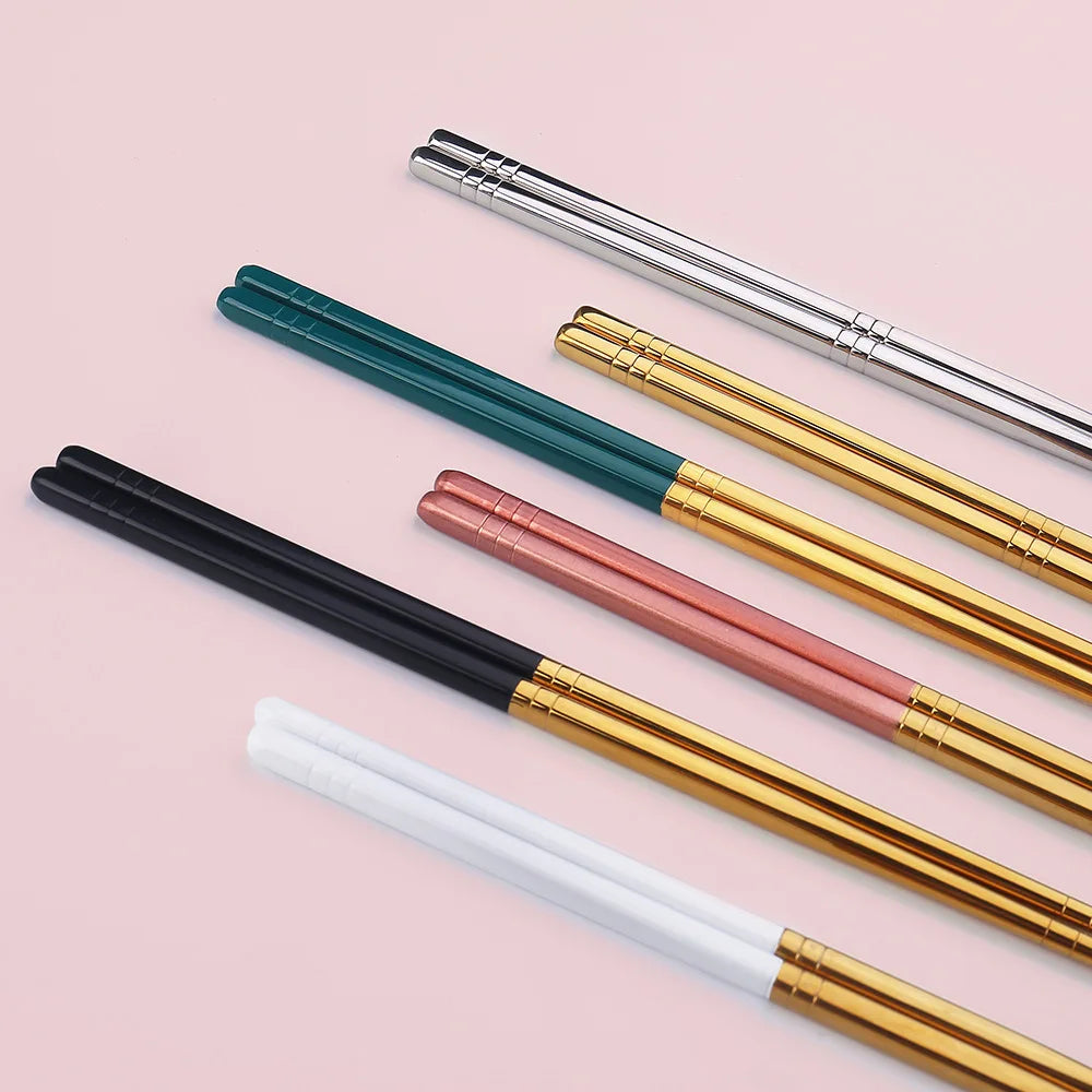 Luxury Korean Design 18/10 Stainless Steel Chopsticks Set Titanium Chopsticks Flatware for Sushi and Japanese Cuisine