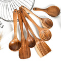 7 Types Thai Teak Wooden Turner Spatula Rice Spoon Big Soup Scoop for Cooking Wood Kitchen Cooking Utensils Supplies