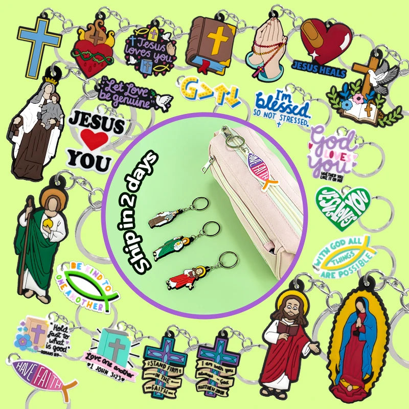 Trending Souvenir Gift Religious Keychains Church Scripture Charms Custom Christian Bag Accessories Charms for Keychains