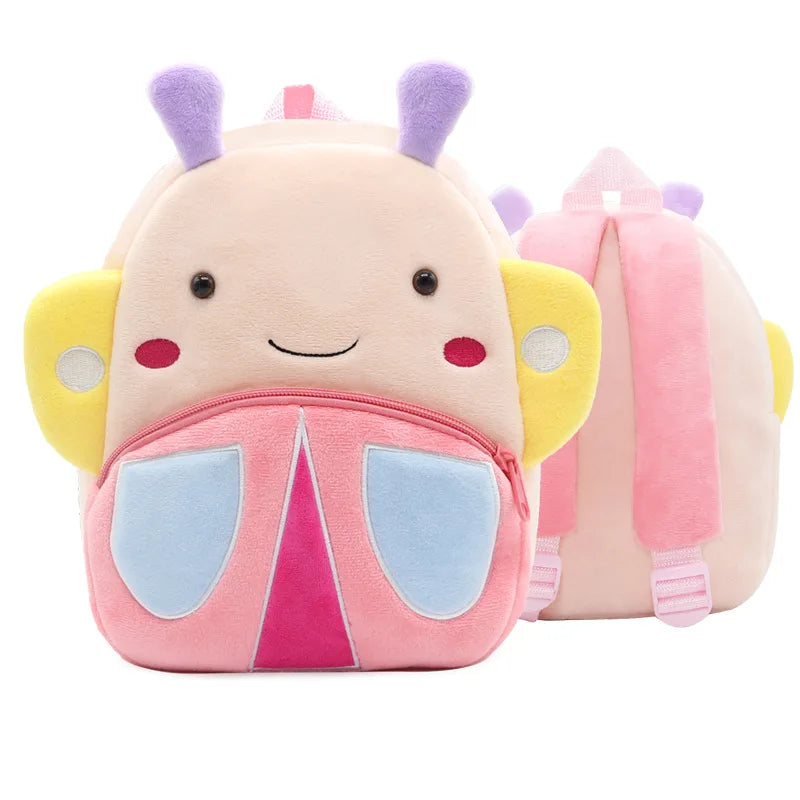 2020 Trendy Fashion Unisex Toddler Kids 3D Animal Cartoon Wool Plush Durable 21L Backpack Zipper Closure Physiological Curve