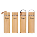 Custom Insulated Stainless Steel Tea Infuser Bamboo Thermos Flask Tumbler Natural Bamboo Thermal Water Bottle