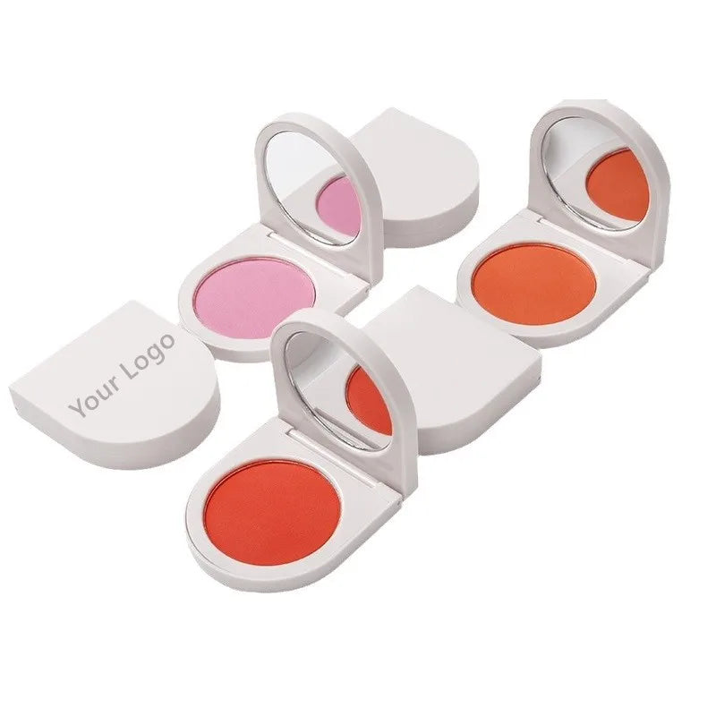 White Plastic Package OEM Pressed Powder Private Label Natural Blusher