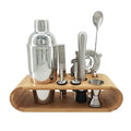 Camol Factory Stainless Steel Cocktail Shaker Set 10 Pieces Barware Tools with Bamboo Stand Portable Bartender Kit