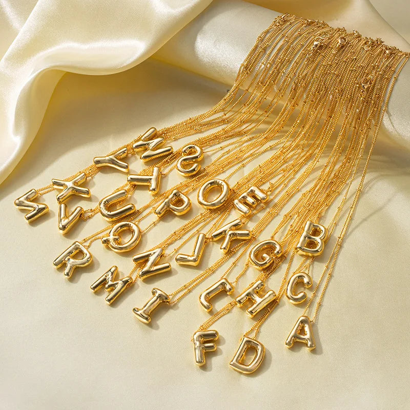 Wholesale Stainless Steel Diy Mini Alphabet Balloon Letter Necklace 18k Gold Plated Pendant Initials