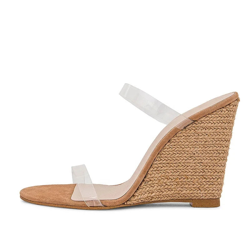 Plus Size Clear Heels Transparent Shoes Wedge Sandals for Women MegaBDM