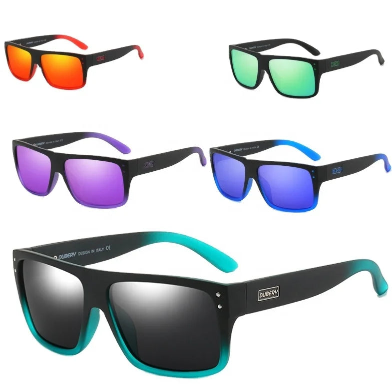 DUBERY Men's Unisex Polarized PC Frame TAC Lenses CE UV400 Sports Sunglasses 2026 High Quality Blue Purple Red