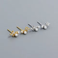 2024 New 925 Sterling Silver Minimalist Shinny Zircon Pearl Charm Stud Earrings for Women