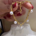 New Brand 6-7MM Freshwater Akoya Pearl Bracelet Fashion Half Hole Round Bead Bracelet for Gift or Party