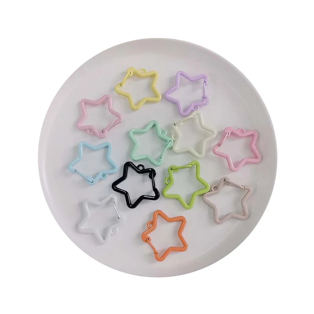 Charm Star Openable Snap Buckles Clasps Handmade Metal Keychain with Lobster Clasps Hooks for DIY Jewelry Making