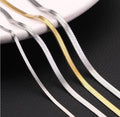 Custom 18K Gold Plated Hip Hop Jewelry 2/3/4/5mm Stainless Steel Snake Bone Chain Choker Gold Silver Flat Snake Chain Necklace