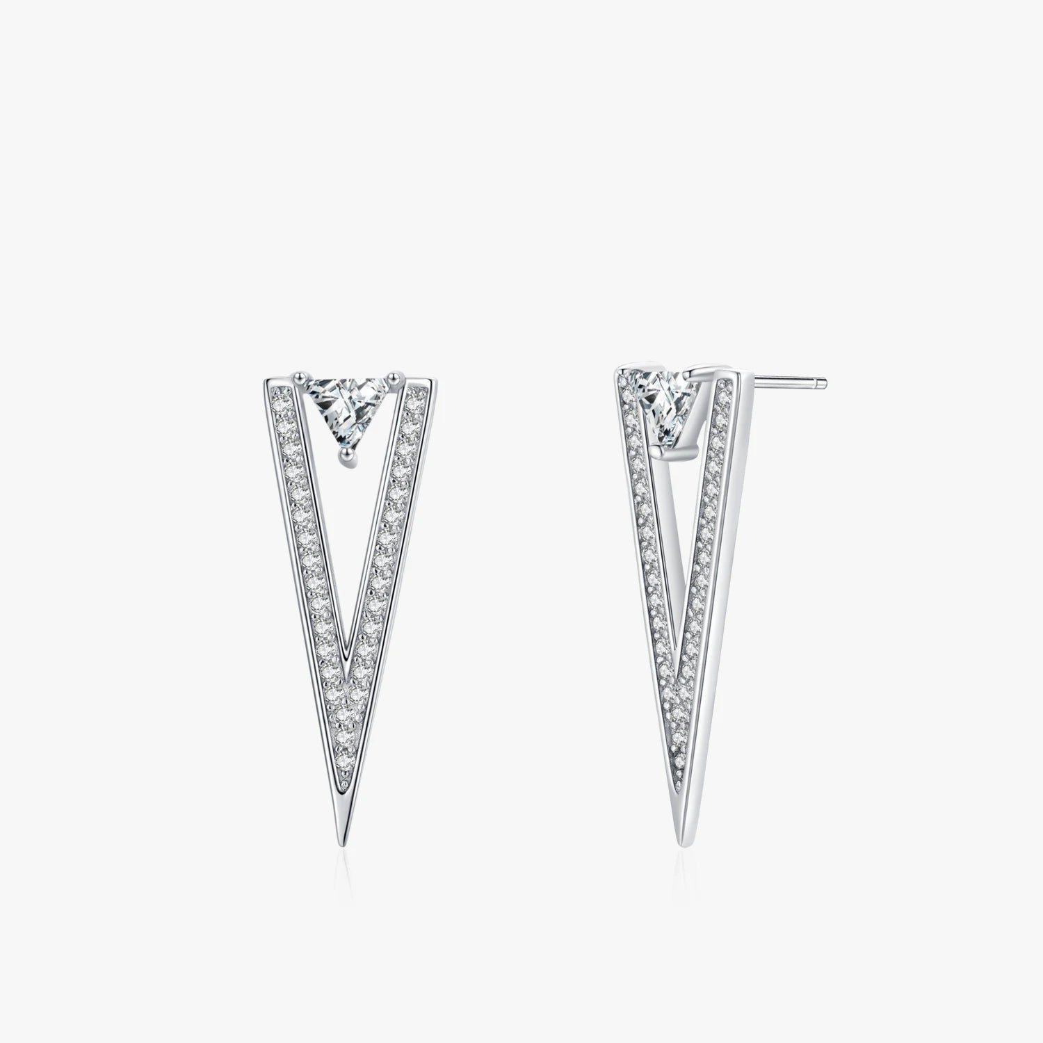 Ailmay Fashion Triangle Stud Earrings 925 Sterling Silver Charm Sparkling CZ Earrings for Women Girls Party Accessories Jewelry